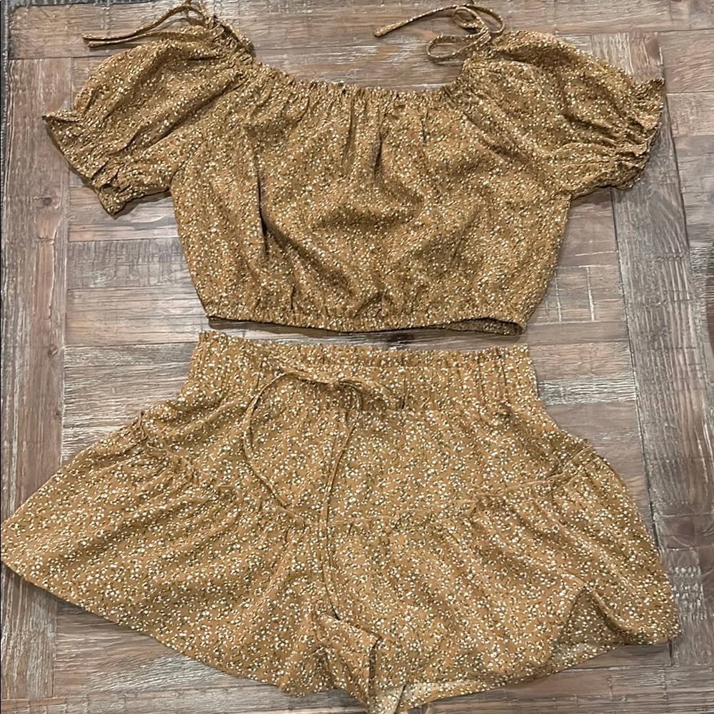 Altar'd State Brown Floral Two-Piece Set